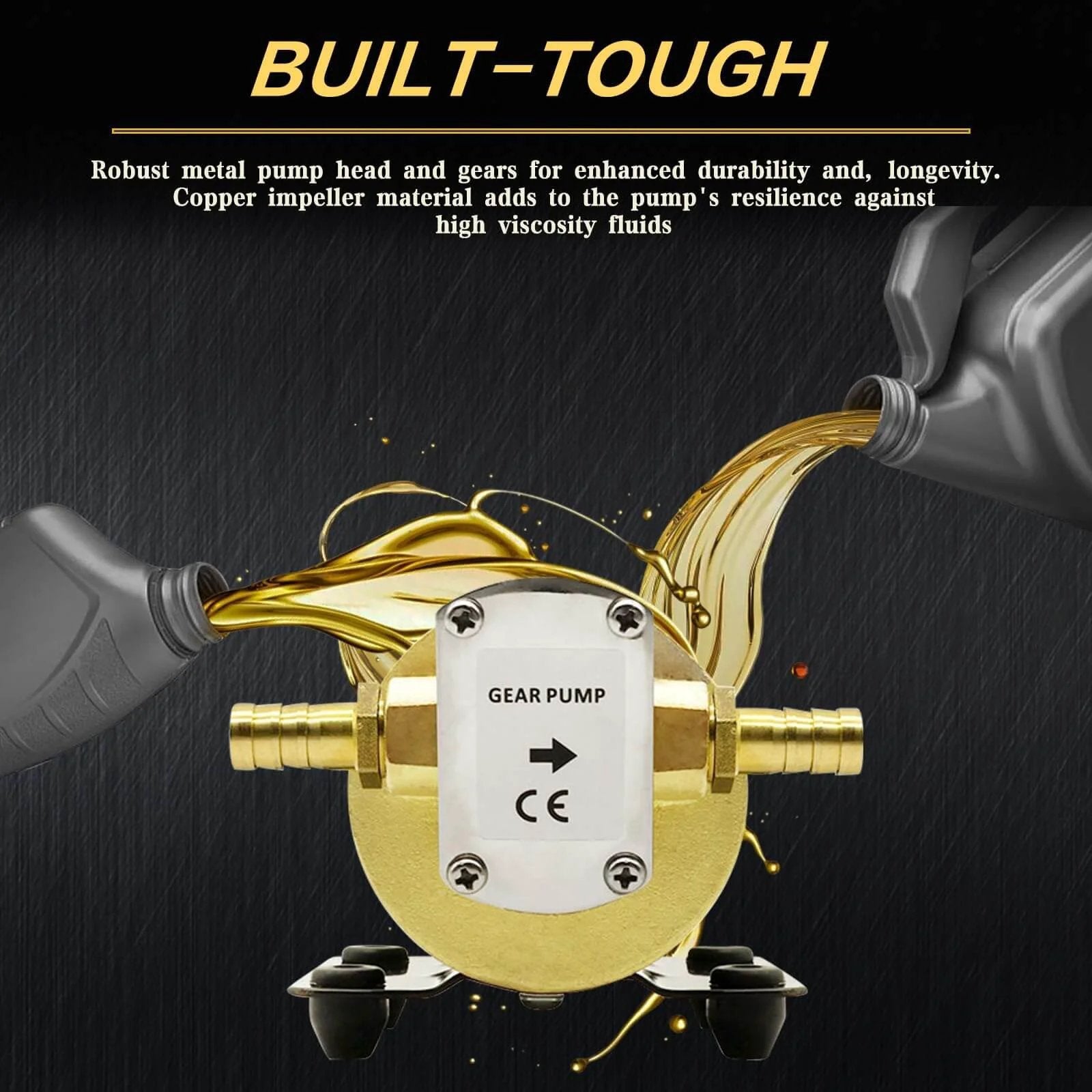 12V Gear Pump-3.2 GPM Self-Priming Impeller Oil Transfer with built-tough metal pump and gears for viscous liquids.