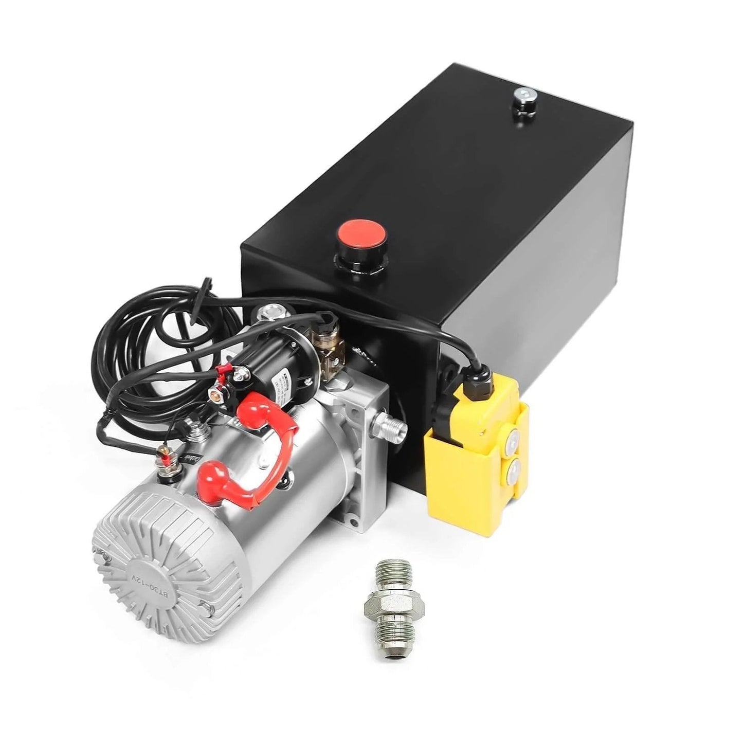 12V DC Hydraulic Power Device 10 Quart Single Acting Hydraulic Dump Trailer Pump with remote control and steel housing