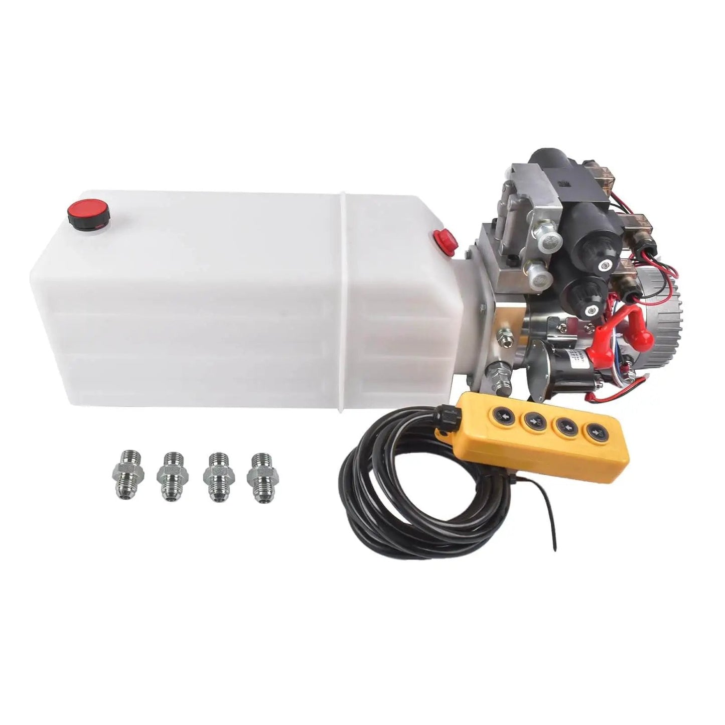 Beefy 12V DC Hydraulic Power Unit With 8 Quart Tank, Double Acting Pump And Double Solenoid Valves, 200 Bar Hydraulic Power Pack