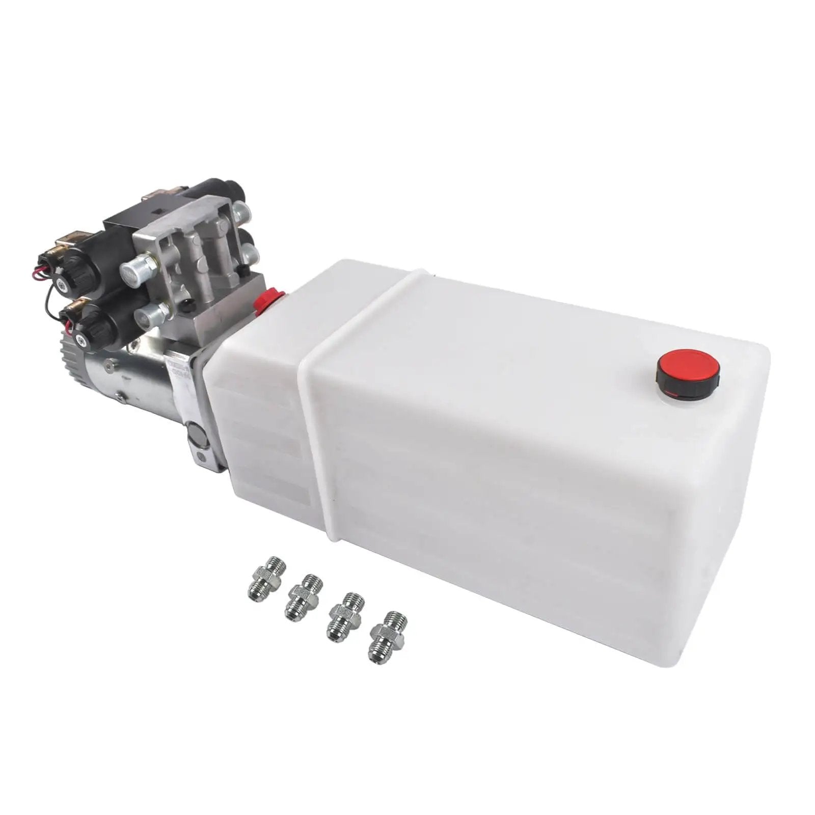 Beefy 12V DC Hydraulic Power Unit With 8 Quart Tank, Double Acting Pump And Double Solenoid Valves, 200 Bar Hydraulic Power Pack