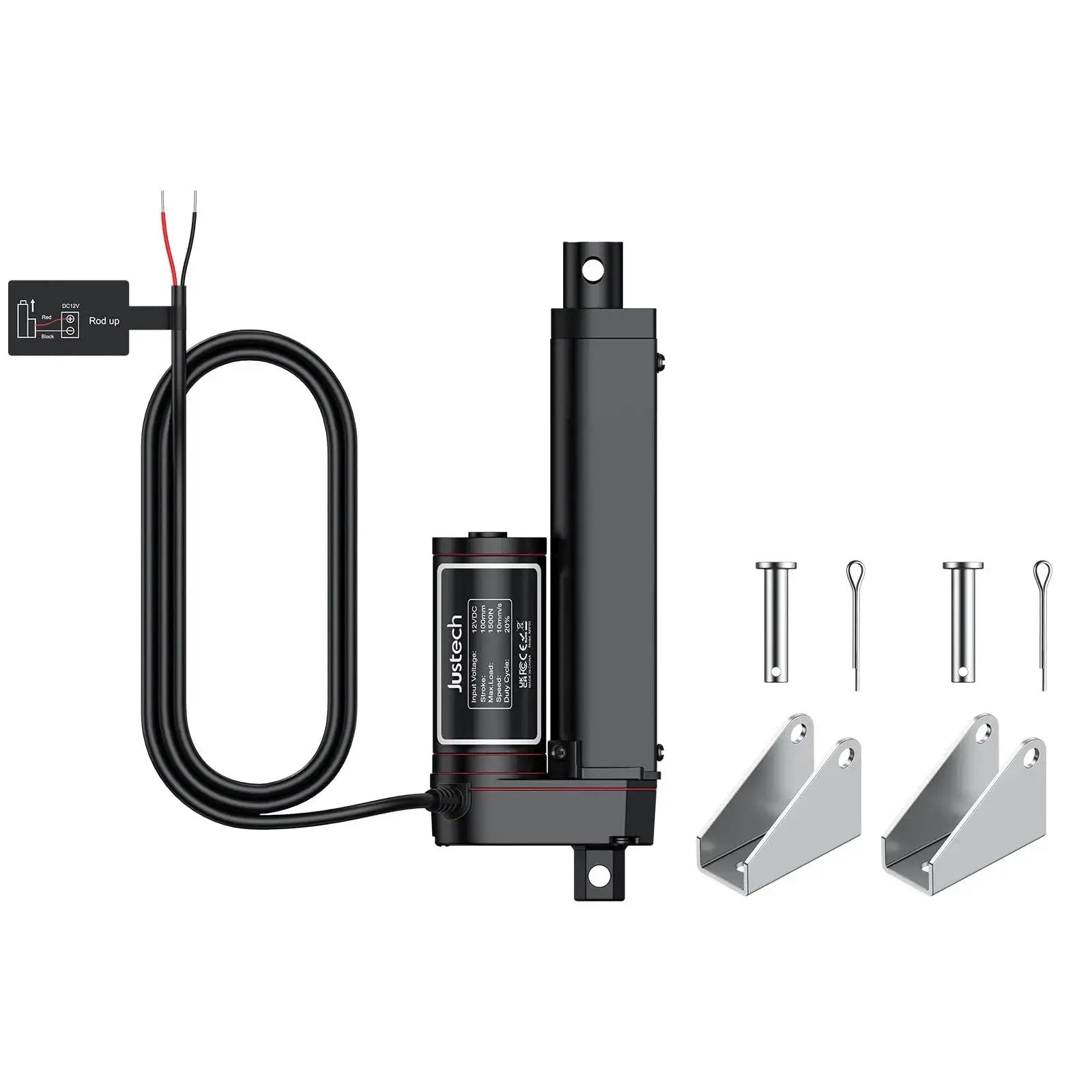 Beefy 12V Linear Actuator 330Lbs 1500N 4 Inch Stroke Silent Waterproof IP65 with Mounting Brackets