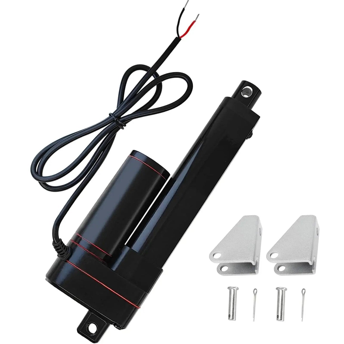Four Inch High Speed 12V Linear Actuator With 88 Lbs Load Capacity IP65 Waterproof One Point Three Four Inches Per Second Travel Four Inch Stroke Retracted Nine Inches Extended Thirteen Inches Includes Mounting Brackets Heavy Duty Motion For DIY Projects product with brackets