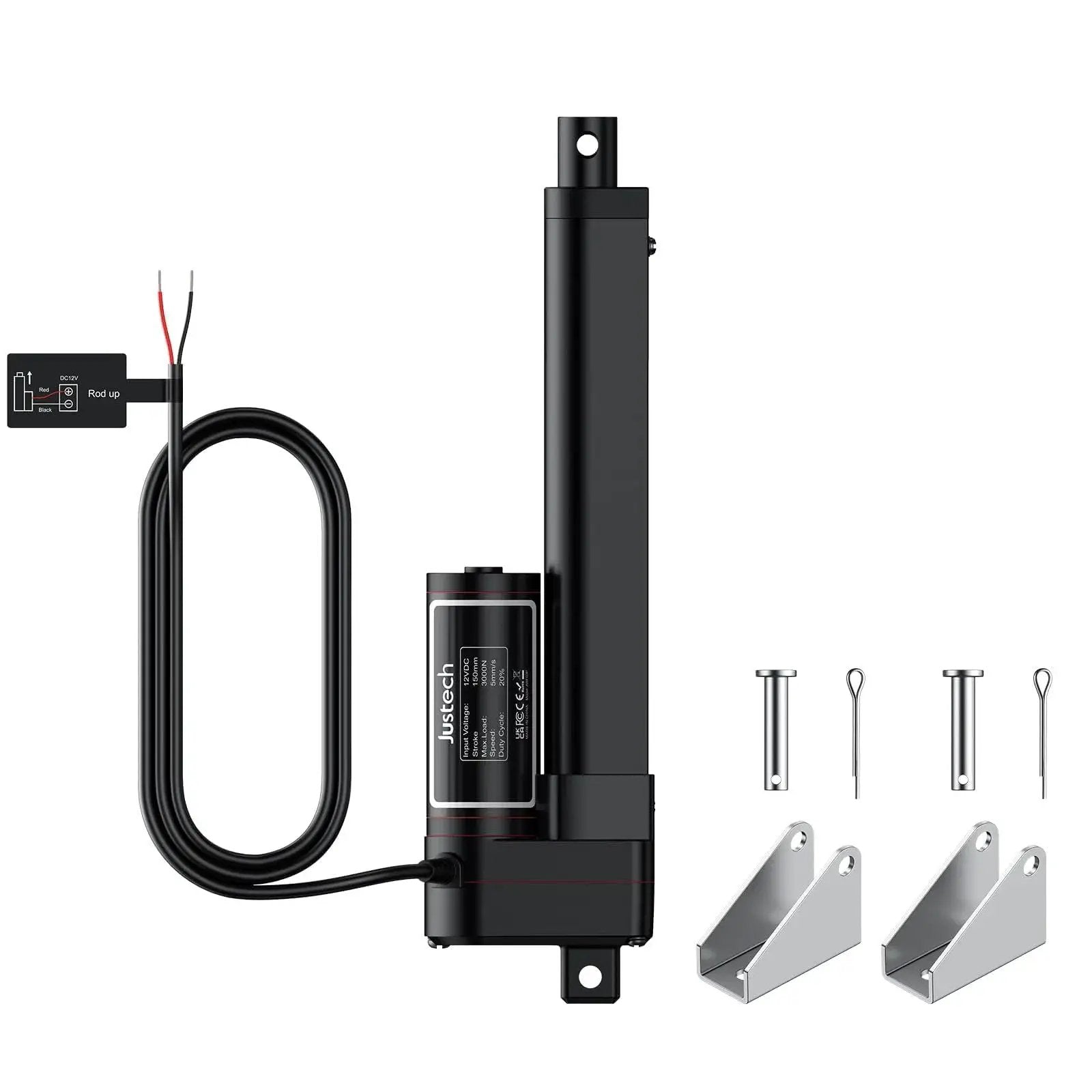 Heavy Duty 12V Linear Actuator 660 LBS 3000 N With 6 Inch Stroke and mounting brackets