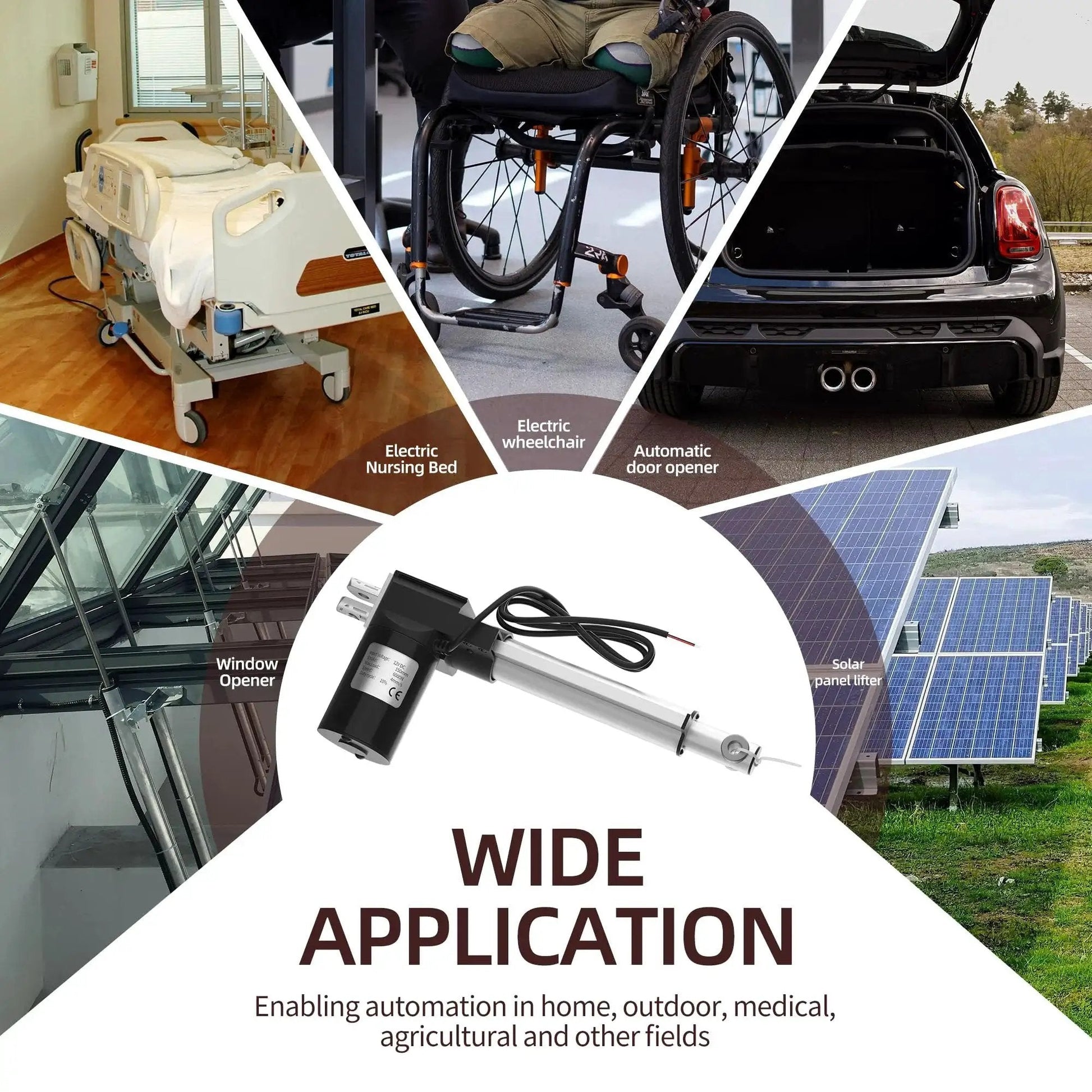 Wide application of 6000N Heavy Duty 12V Linear Actuator With 6 Inch Stroke 1320 Lb Load And 4 Mm Per Second IP54 Waterproof