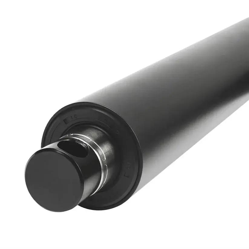 Close-up of Beefy 12V High Force Linear Actuator With 6 Inch Stroke Delivers Up To 2000 Lbs Push Pull And IP65 Protection For Agriculture Automotive And Industrial Use PA 17 Model From Progressive Automations, showing metal shaft.