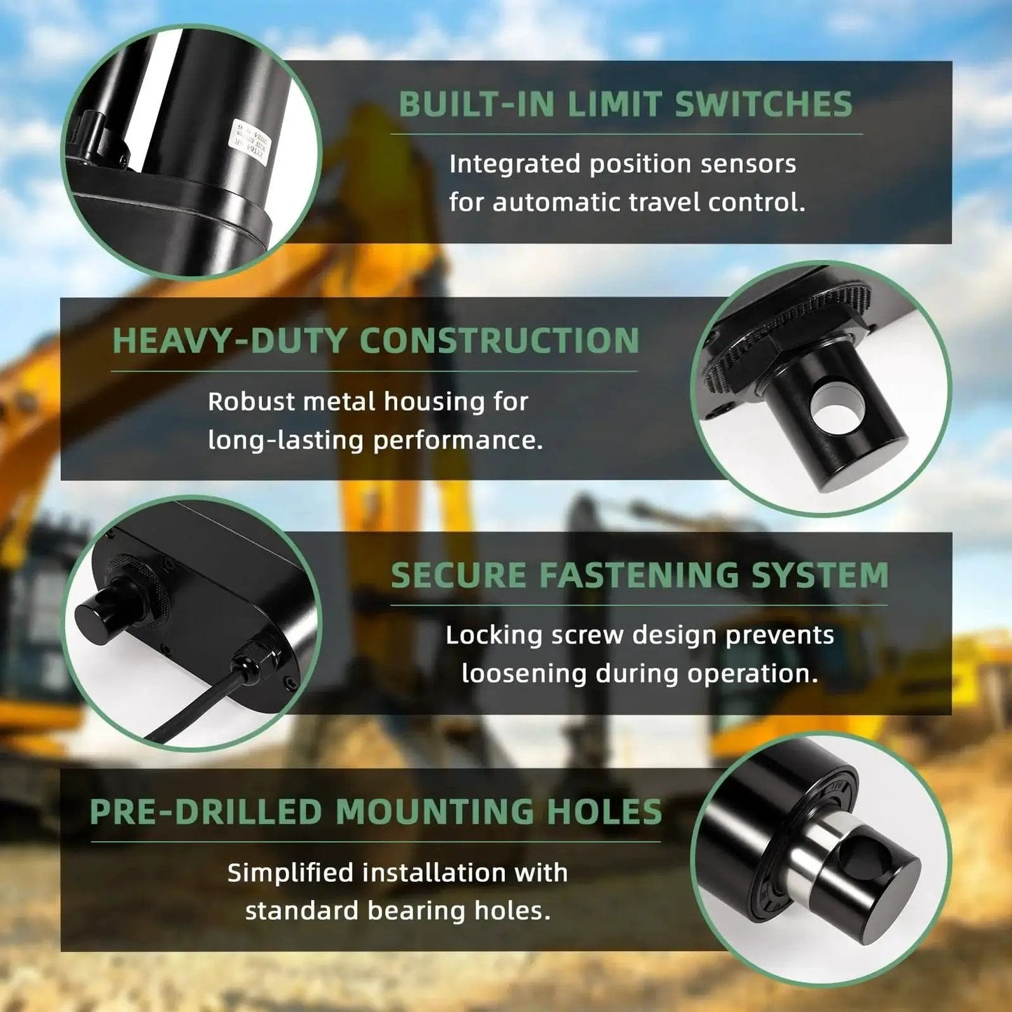 Powerful 12V Linear Actuator With 8 Inch Stroke And 2000 Lbs Thrust For Heavy Duty Projects featuring built-in limit switches and secure fastening system