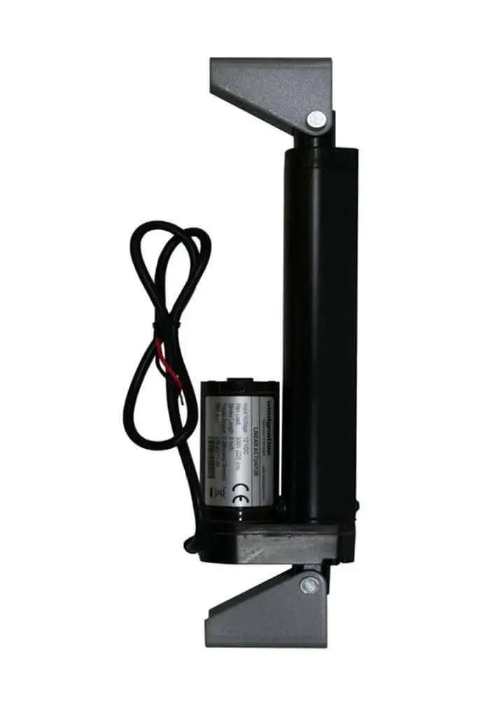 Side view of 12 Volt Linear Actuator Kit 225 Lbs with Wireless Remote Control DPDT Switch and Mounting Brackets.