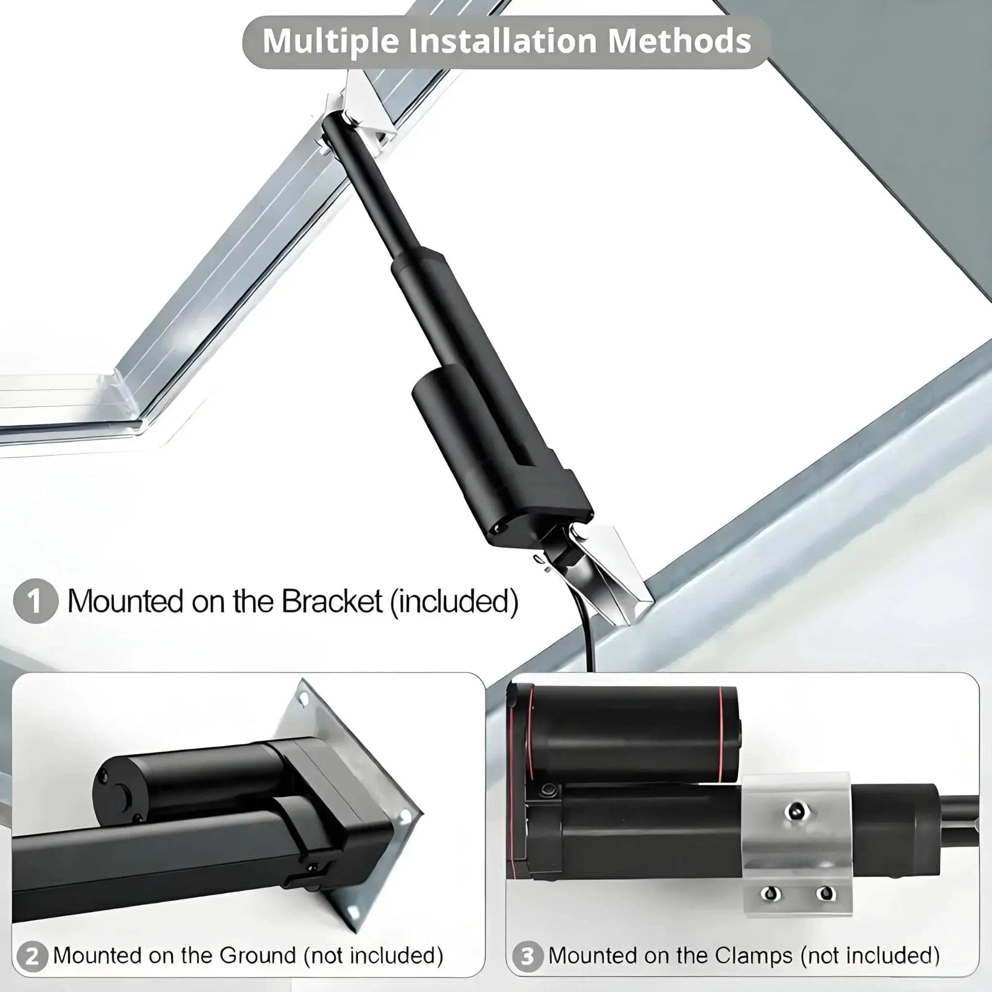 12V Linear Actuator 160LBS 750N, 6 Inch Stroke 150mm, mounted with brackets for electric doors and windows