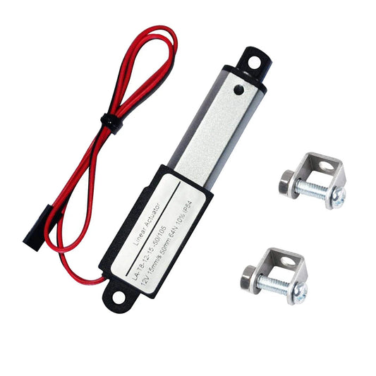 12V Micro Linear Actuator With 2 Inch Stroke And 64N Load, 0.6 Inch Per Second Speed, Tiny Waterproof Motion Actuator, IP54 Rated, Includes Mounting Brackets, Low Noise Under 55 Db, Perfect For Fans, Cabinets, Window Openers, Robotics, And Tables