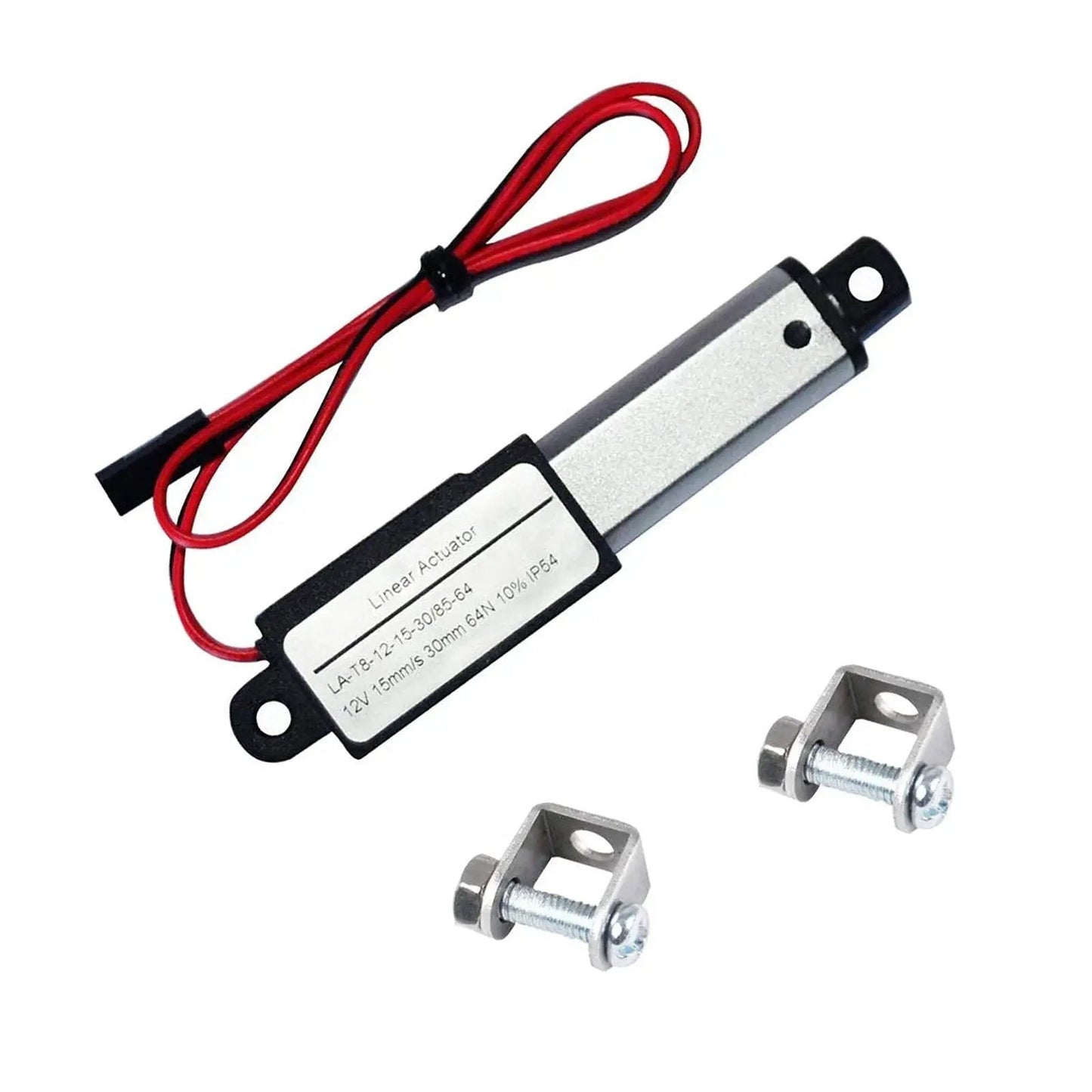 12V Micro Linear Actuator with 1.2 Inch Stroke 64N 14.4Lb Lift 0.6 Inch Per Second Speed IP54 Waterproof with mounting brackets