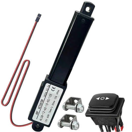 Compact 12 Volt Mini 2 Inch Stroke Linear Actuator With 60 Newton Load, 15 Millimeters Per Second Speed, low noise IP54 with switch