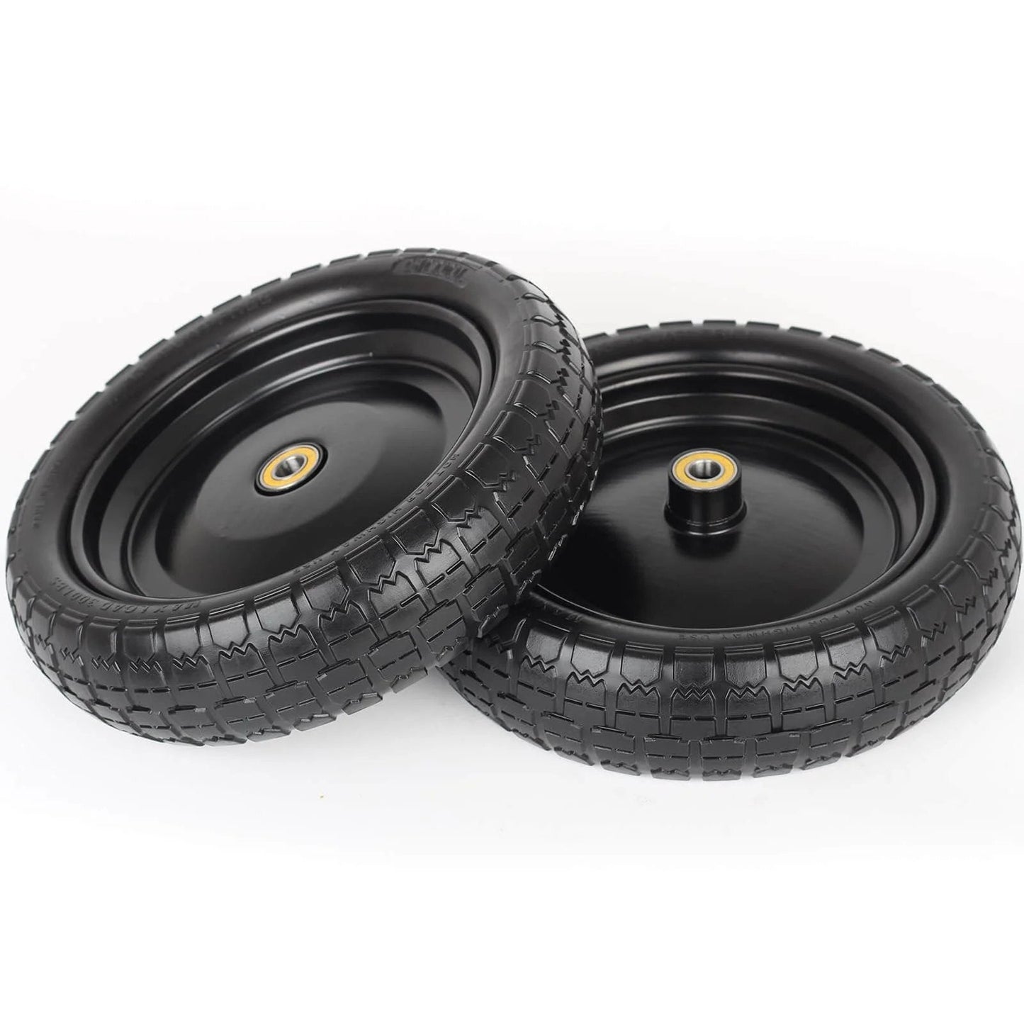 ✝️ 13" flat-free solid tire and wheel, with 5/8" axle bore hole, 2.2" offset hub, replacement 4.00-6 wheelbarrow tire, compatible with wagon