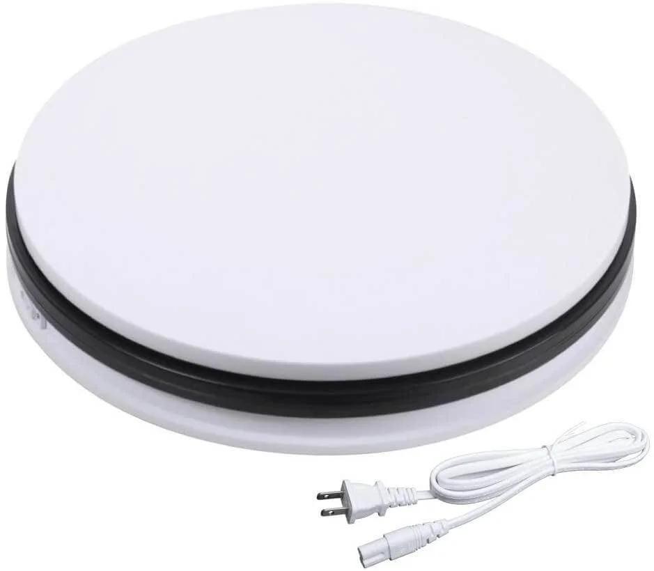 14" inch Electric Turntable Motorized Rotating Display Stand - White