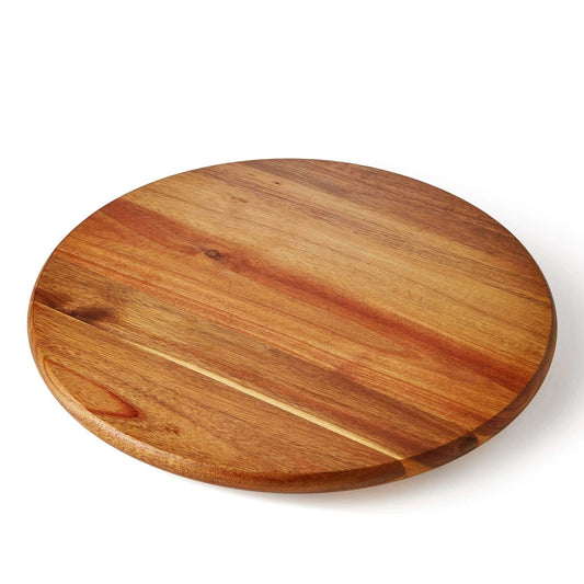 14 inch acacia wood lazy susan cabinet organizer, solid wood rotating turntable tray designed for kitchen and home storage