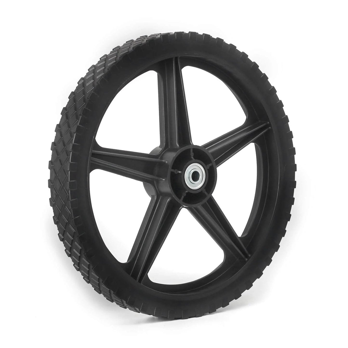 14 x 1.75 Inch Spoked Plastic Wheel and Tire 2 Pack with 2.45 Inch Hub Length and 1/2 Inch Bearing