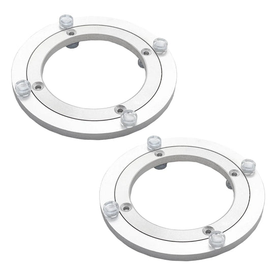140mm Aluminum Alloy Lazy Susan Turntable Bearing Base, 2 Pack 6 Inch Round Rotating Turntable Base For Kitchen Storage, Corner Shelves, Book Racks, Durable Aluminum Construction With Smooth 360 Degree Rotation