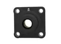 Front view of Single 4-bolt pillow block bearing 1-7/16 in (36.53 mm) ID Narrow zinc-plated insert in black polymer housing FPL207