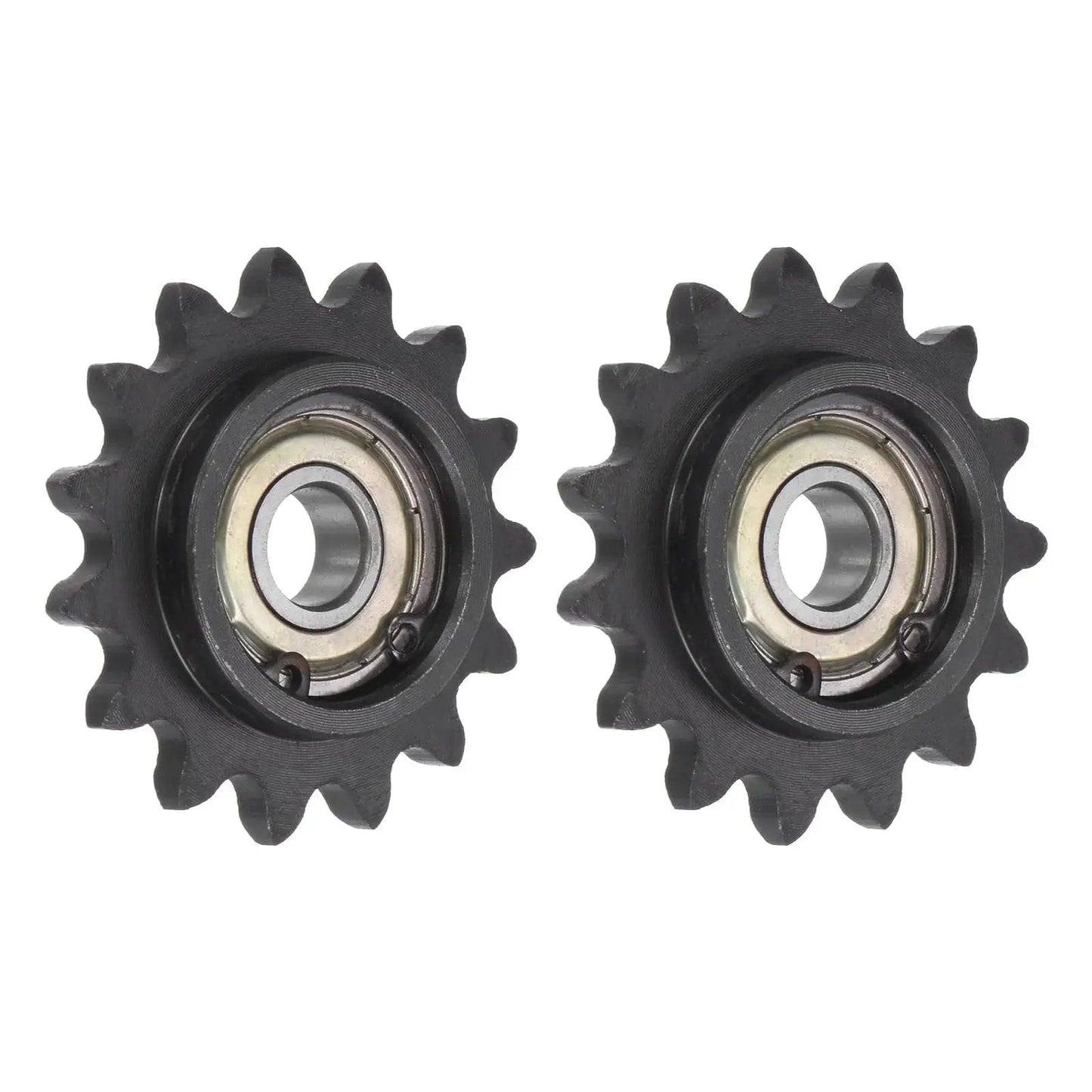 15 Tooth Chain Idler Sprocket For Three Eighths Inch Pitch With 10mm Bore And Bearing, C45 Carbon Steel Tensioner, 2 Pack