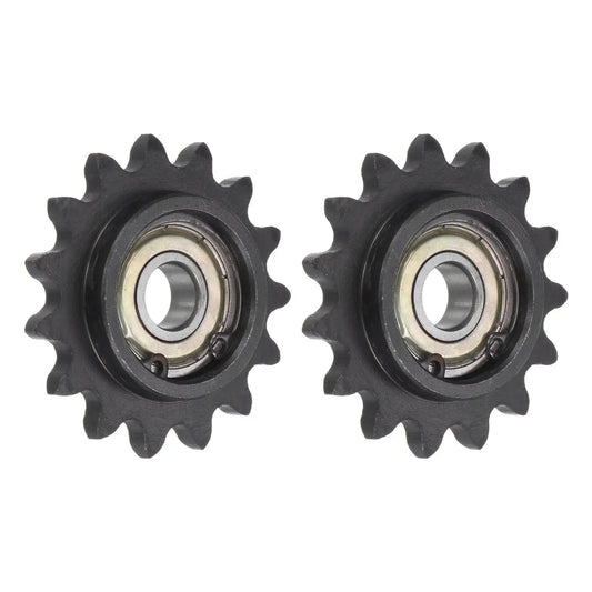 15 Tooth Chain Idler Sprocket For Three Eighths Inch Pitch With 10mm Bore And Bearing, C45 Carbon Steel Tensioner, 2 Pack