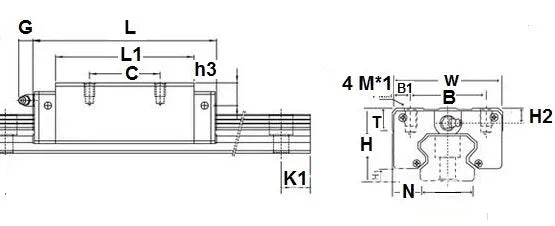 15mm Square Slide Unit Block Linear Motion