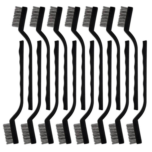 15 Pcs Mini Stainless Steel Wire Brush Set for Cleaning Welding Slag Rust, Wire Bristle Scratch Brush Set, Curved Handle Brushes