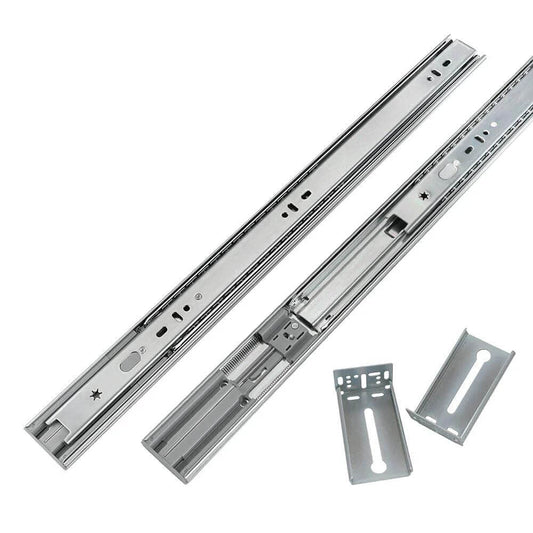 16 Inch Heavy Duty Soft Close Drawer Slides 1 Pair Full Extension Ball Bearing Glides 3 Fold Side Mount Cabinet Rails With Rear Mounting Brackets 100 Lb Capacity