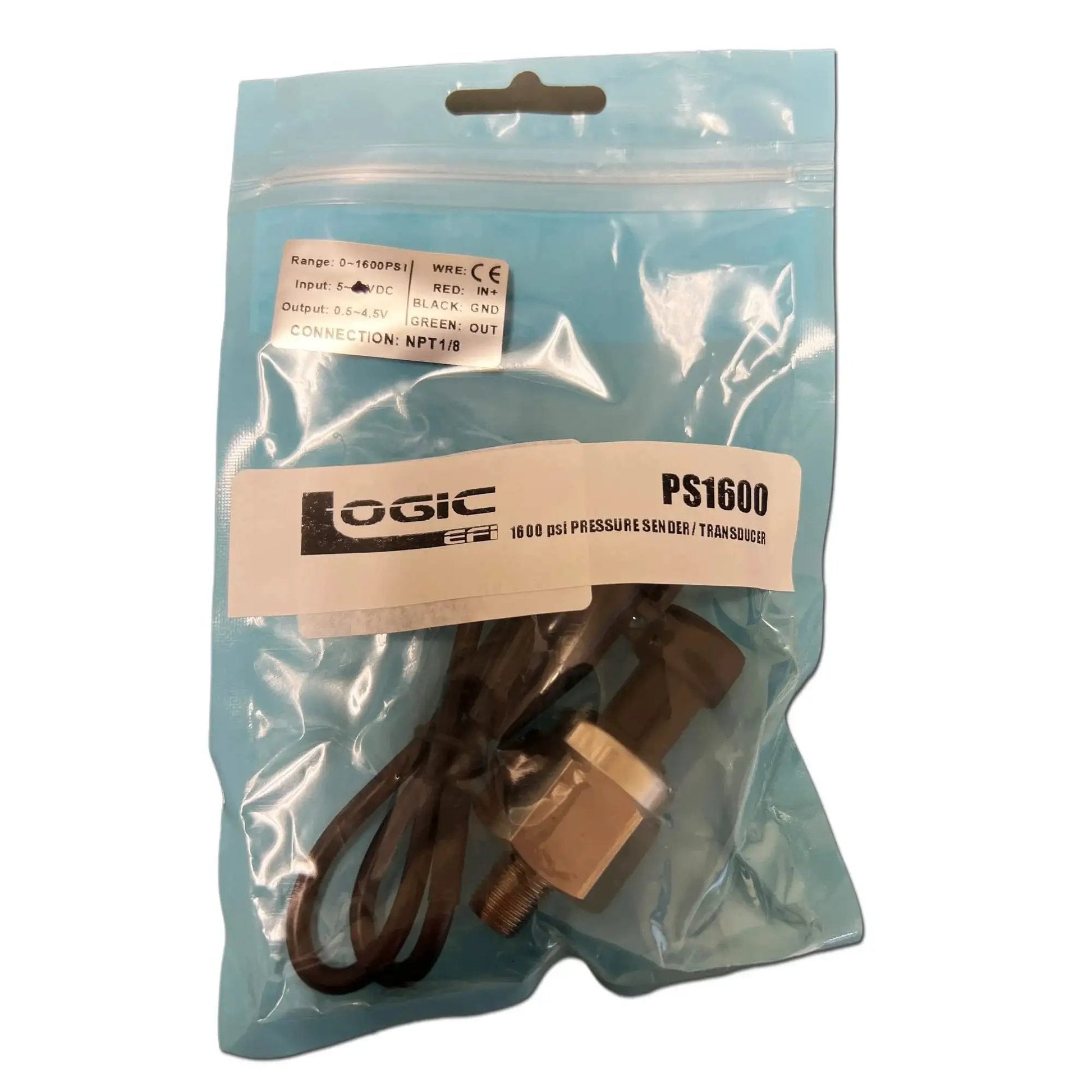 1600 PSI Universal 5V Pressure Transducer Sensor With Wiring Connector for monitoring oil, fuel, water, air in sealed package