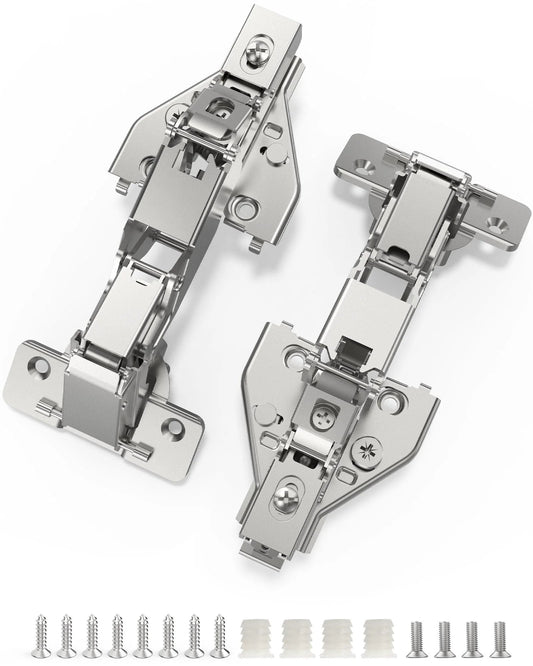 2 Pack 165 Degree Soft Close Kitchen Corner Hinges For Face Frame Cabinets With Clip On Plate And Hidden Face Mount 3D Concealed Slow Self Closing For Lazy Susan And Blind Corner Cupboards