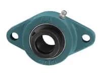 Front view of 55mm Wide 2-Bolt Flange Unit with Eccentric Locking Collar Single-Side Housing for Shaft Mounting Sealed Ball Bearing Compatible