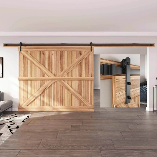 16 FT Heavy Duty Sliding Barn Door Hardware Track Kit with Straight Pulley, Steel Construction, Smooth and Quiet Ball Bearing Rollers, Easy Installation, Designed for Large Single Doors up to 96 Inche