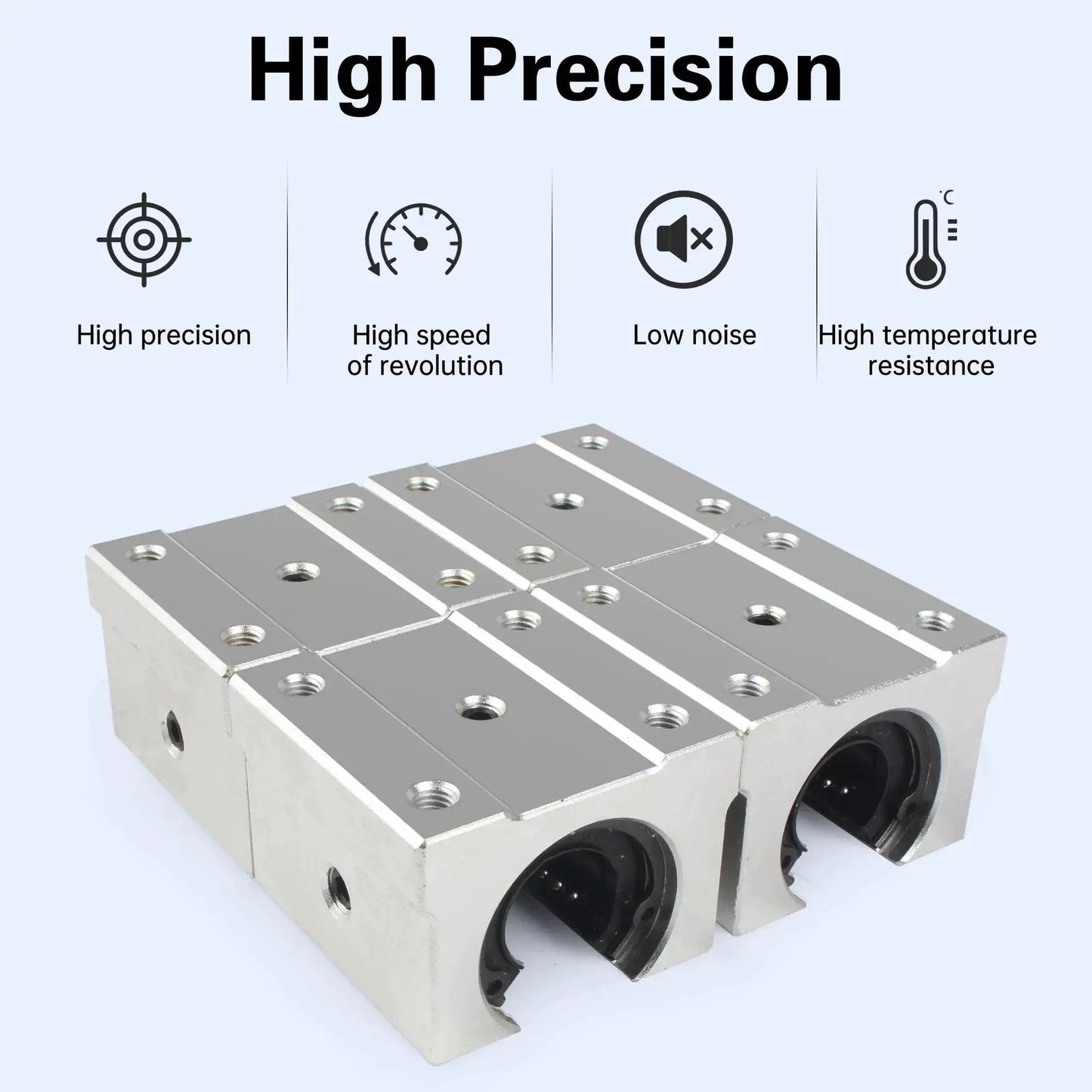 16mm SBR16UU Linear Bearing Pillow Block Open Box Slider Set For CNC Router Parts, 4-piece high precision aluminum housing