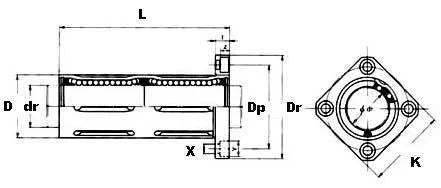 16mm Long Square Flanged Bushing Linear Motion LMK16LUU LBK16LUU