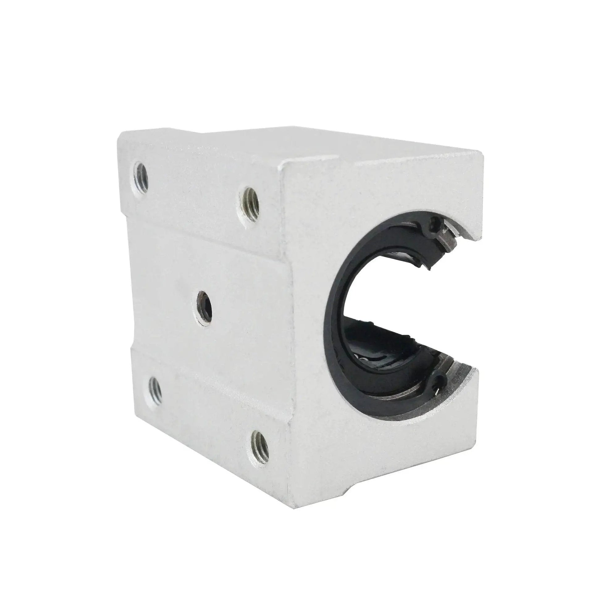 16mm SBR16UU Linear Bearing Pillow Block Open Box Slider Set for CNC Router Parts in aluminum housing front view
