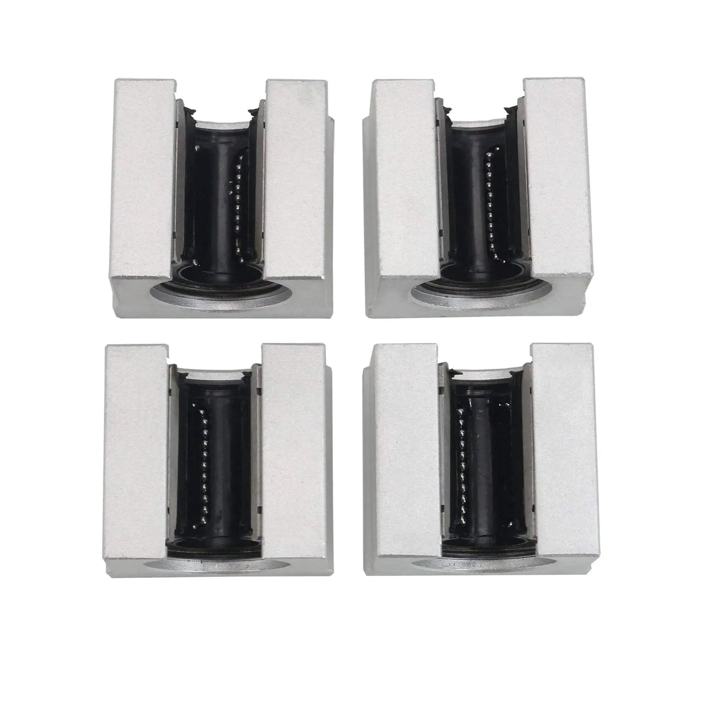 Set of 4 16mm SBR16UU Linear Bearing Pillow Blocks with aluminum housing for CNC routers, ideal for smooth glide and high precision