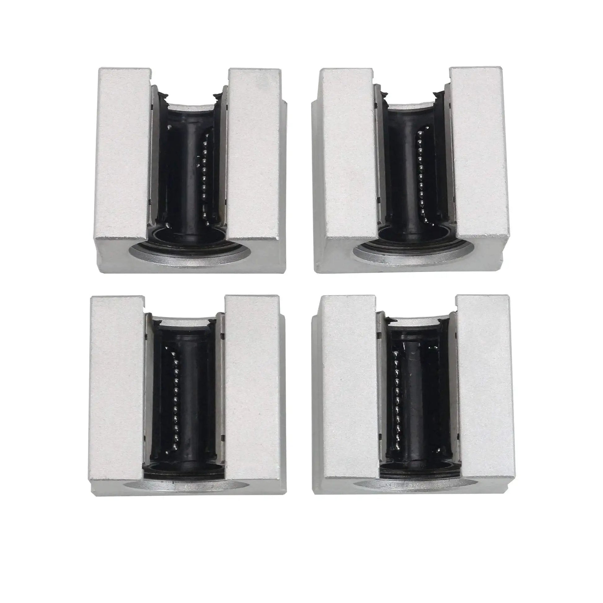 Set of 4 16mm SBR16UU Linear Bearing Pillow Blocks with aluminum housing for CNC routers, ideal for smooth glide and high precision