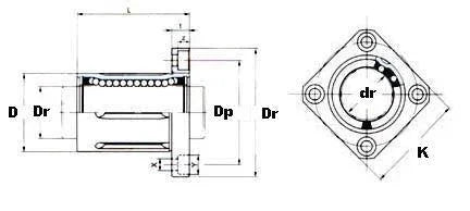 16mm Square Flanged Bushing Linear Motion LBK16UU LMK16UU