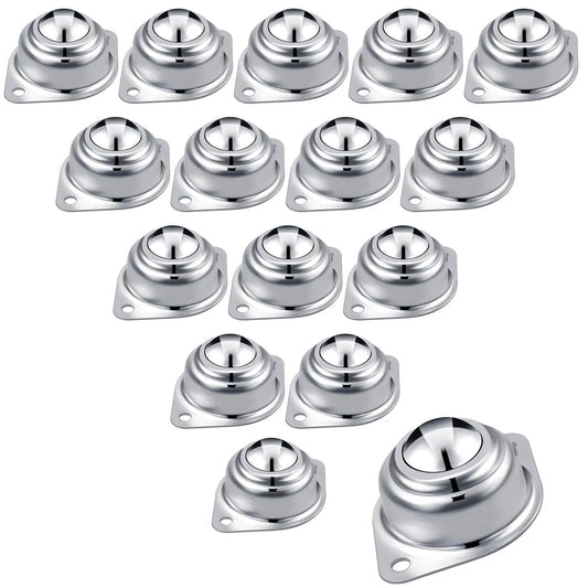 16 Pcs Table Ball Slide Units Roller Ball Transfer Bearings with 1 Inch Carbon Steel Ball Screw Mounted for Conveyors Roller Stands Furniture Trolleys and Transmission