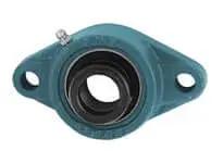 Single 17mm narrow eccentric 2-bolt flange shaft clamp for linear slide units, front view of precision lock