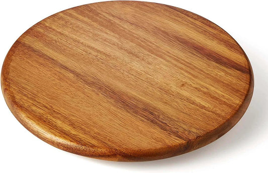 18 inch acacia wood lazy susan cabinet organizer, solid wood rotating turntable tray designed for kitchen and home storage