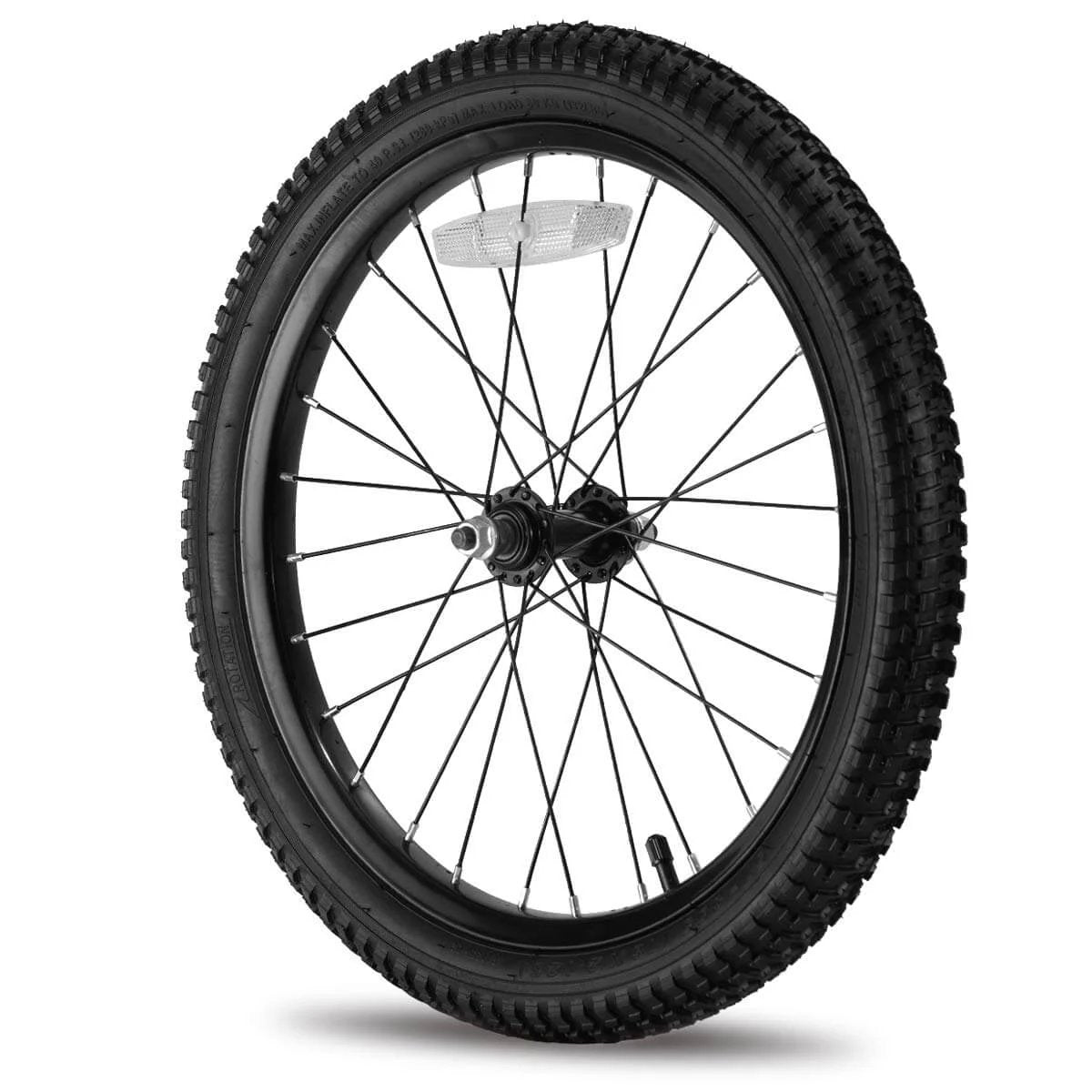 18 Inch Kids Bike Front Wheel Replacement with Air Rubber Tire, Black Steel Rim, Stainless Spokes, 3/8 inch axle