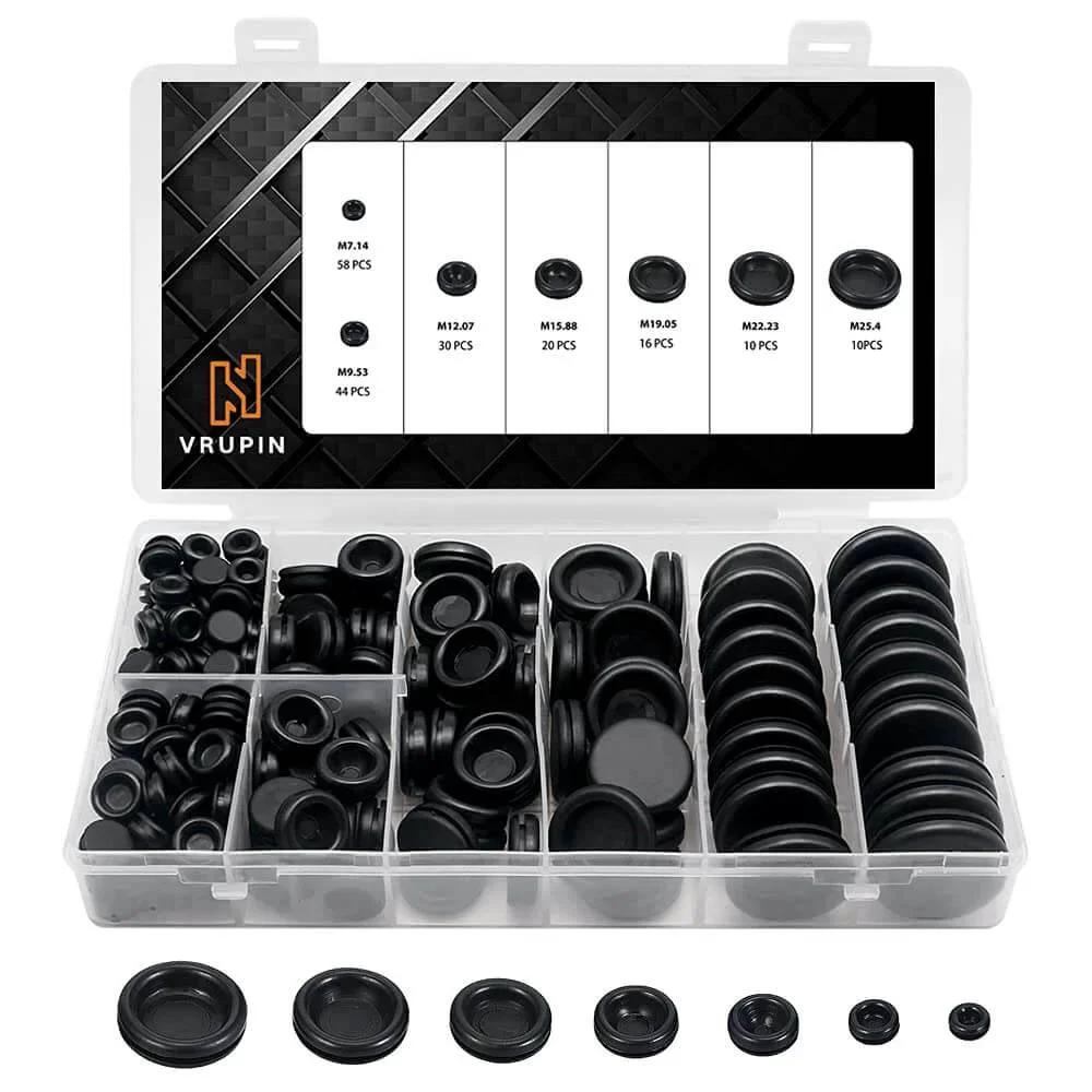 188 Piece Rubber Grommet Kit for Wiring Electrical Plumbing Round Hole Seals Waterproof Insulation and Wire Protection