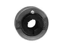 Front view of UEC207 35mm Accu-Loc round cartridge insert, single, C207 cast iron housing, wide inner ring, sealed ball bearing.