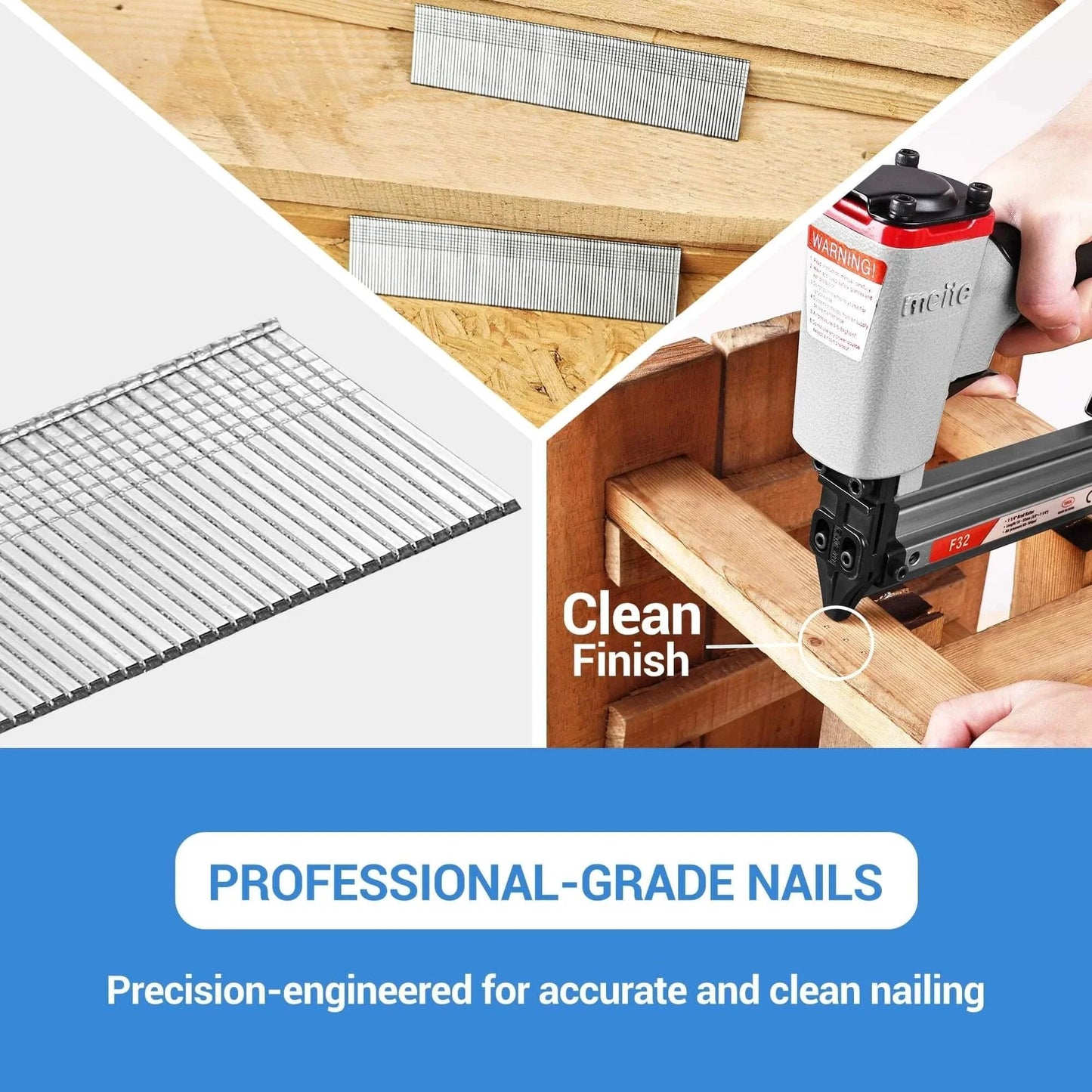 18 Gauge Brad Nails 2 Inch Galvanized 1000 Count For Pneumatic Brad Nailer Meite F32 F50C And Other 18 Gauge Nailers in use.