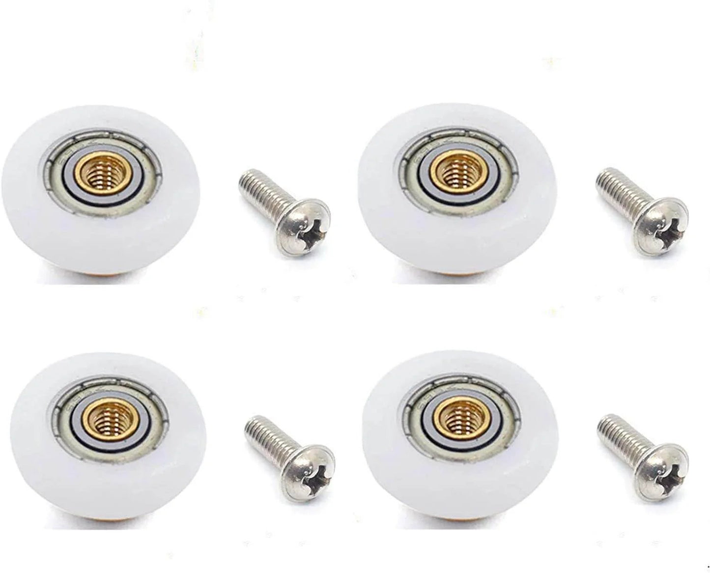 19mm Shower Door Rollers 4PCS Glass Sliding Door Pulley Replacement Wheels and Screws Set for Bathroom Doors