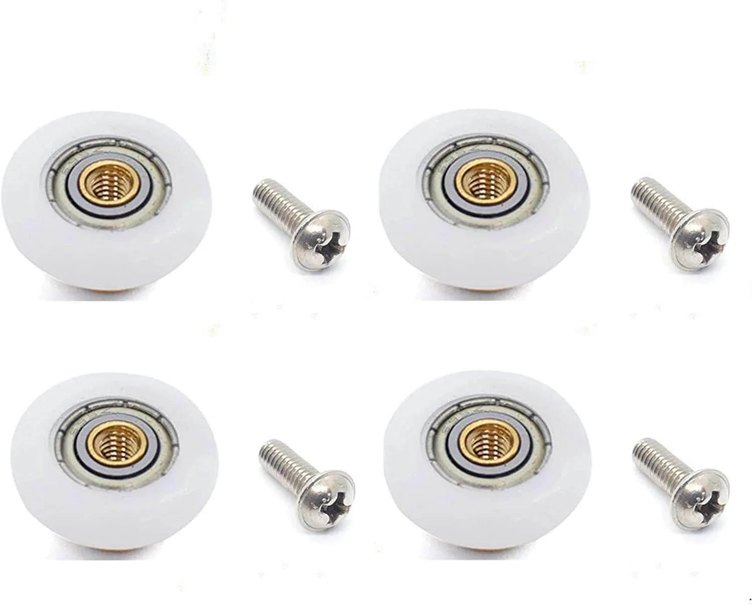 19mm Shower Door Rollers 4PCS Glass Sliding Door Pulley Replacement Wheels and Screws Set for Bathroom Doors
