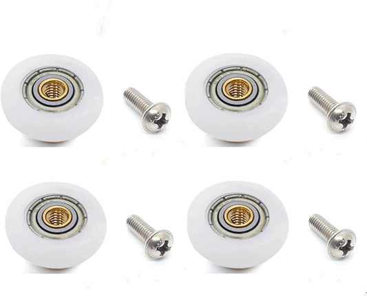 19mm Shower Door Rollers 4PCS Glass Sliding Door Pulley Replacement Wheels and Screws Set for Bathroom Doors