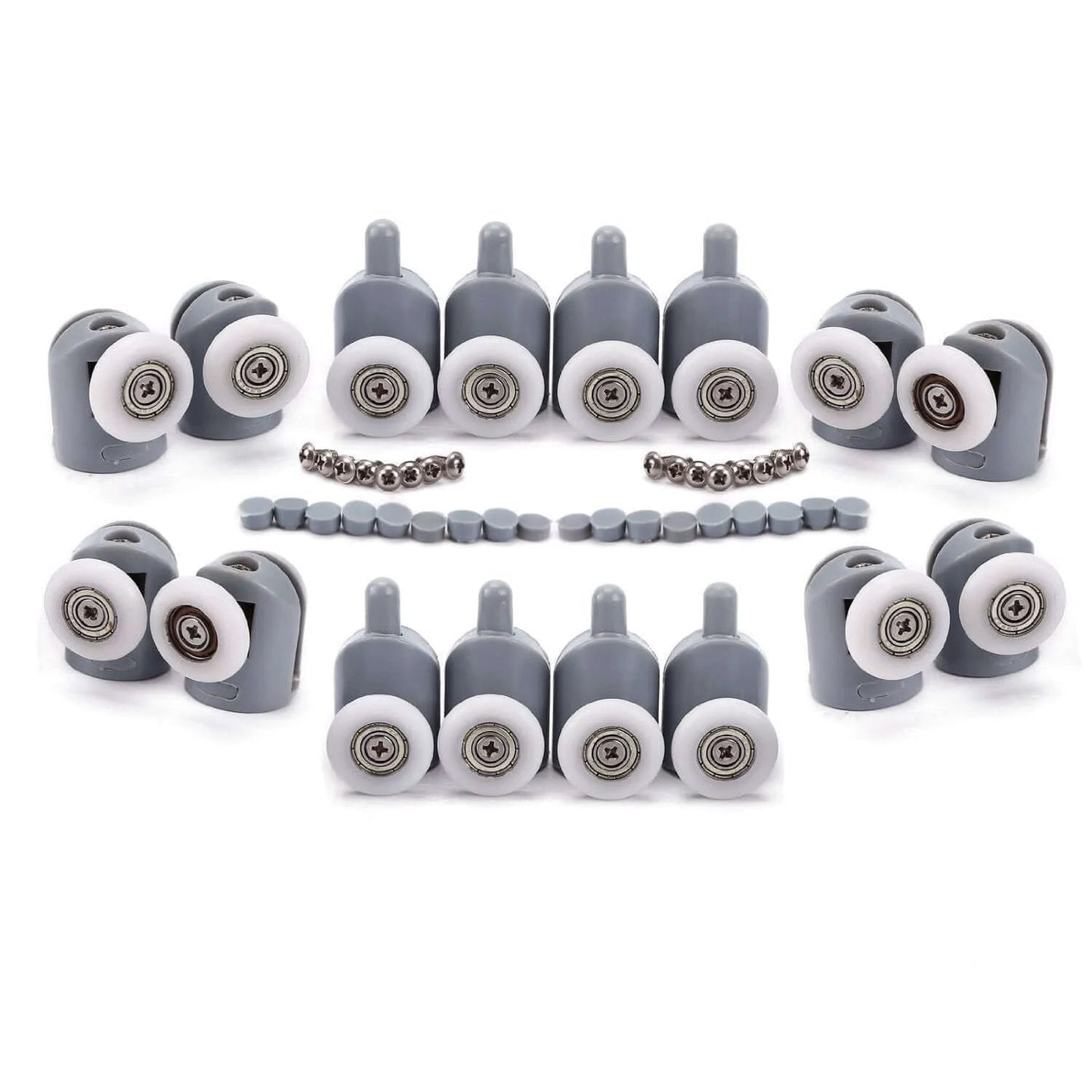 19mm Shower Door Rollers Set of 8 Single Replacement Runners with 4 Upper and 4 Bottom Wheels for Sliding Glass Shower Doors