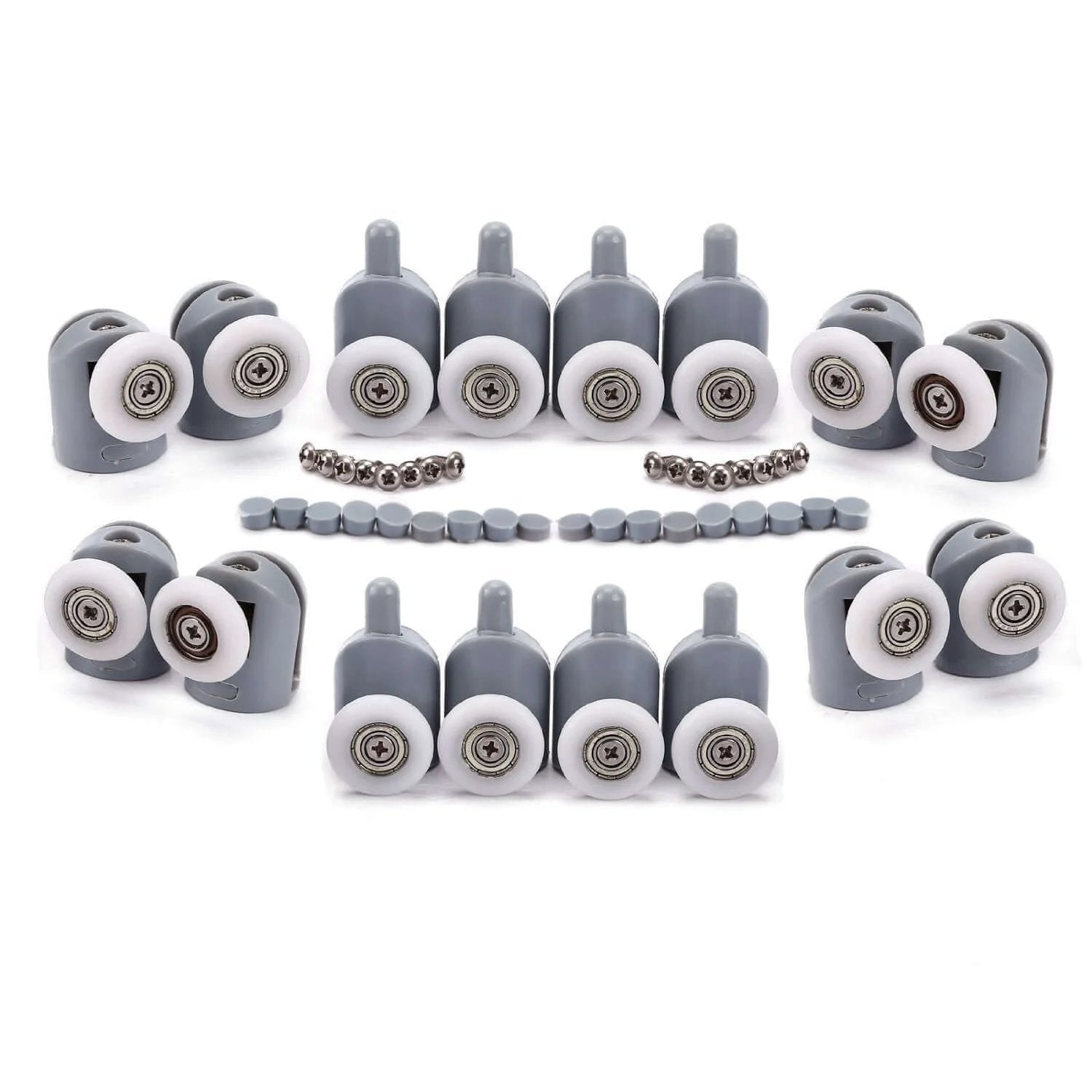 19mm Shower Door Rollers Set of 8 Single Replacement Runners with 4 Upper and 4 Bottom Wheels for Sliding Glass Shower Doors