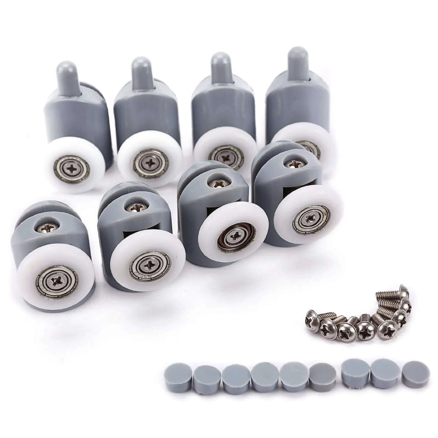 19mm Shower Door Rollers Set of 8 Single Replacement Runners with 4 Upper and 4 Bottom Wheels for Glass Sliding Shower Doors