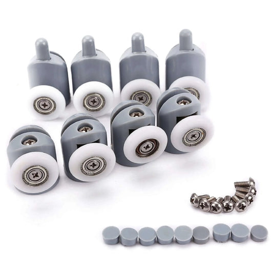19mm Shower Door Rollers Set of 8 Single Replacement Runners with 4 Upper and 4 Bottom Wheels for Glass Sliding Shower Doors